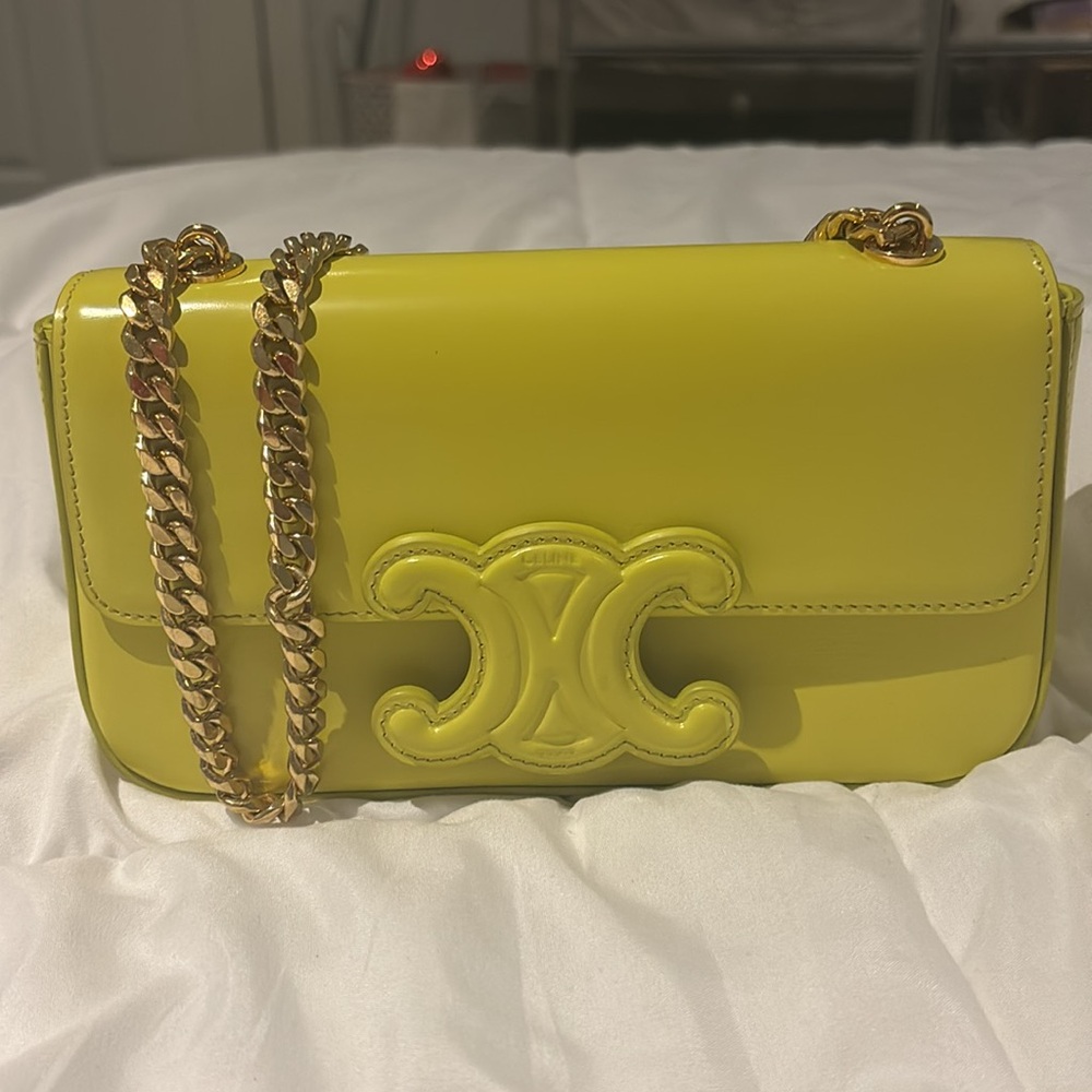 CELINE CHAIN SHOULDER BAG CLAUDE IN SHINY CALFSKIN